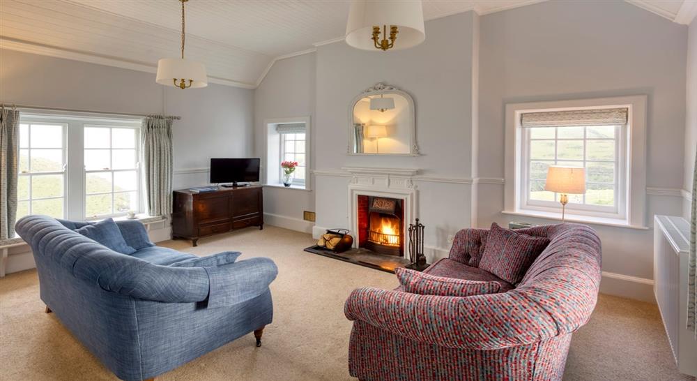 The sitting room at Mouls in Port Quin, Cornwall