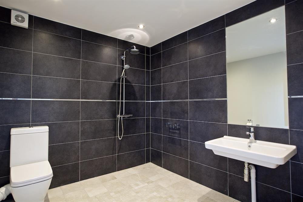 Very spacious en suite with fully accessible shower at Moult Hill Barn in , Salcombe