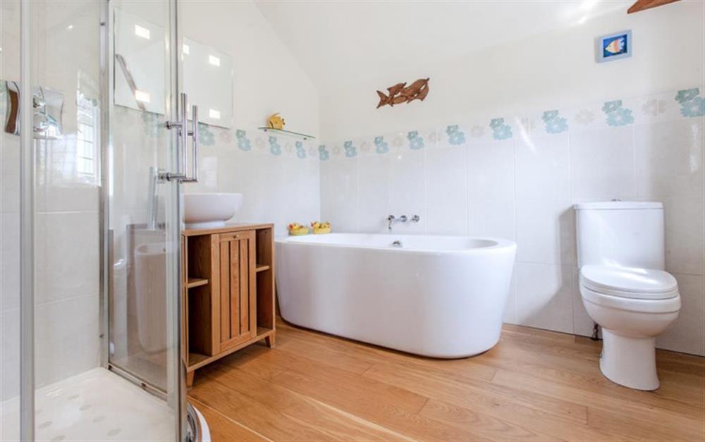The bathroom with bath and separate shower at Mount Pleasant in Slapton