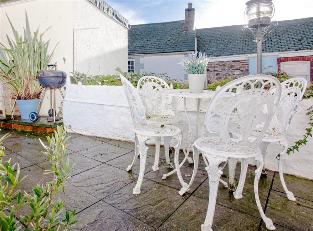 Patio with seating area (photo 2) at Mount Street Cottage in Mevagissey near St. Austell, Cornwall, England