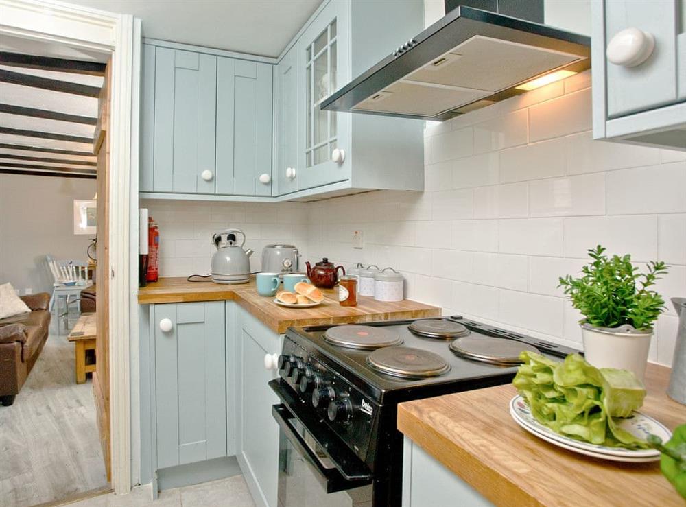Well equipped kitchen at Mount Street Cottage in Mevagissey near St. Austell, Cornwall, England