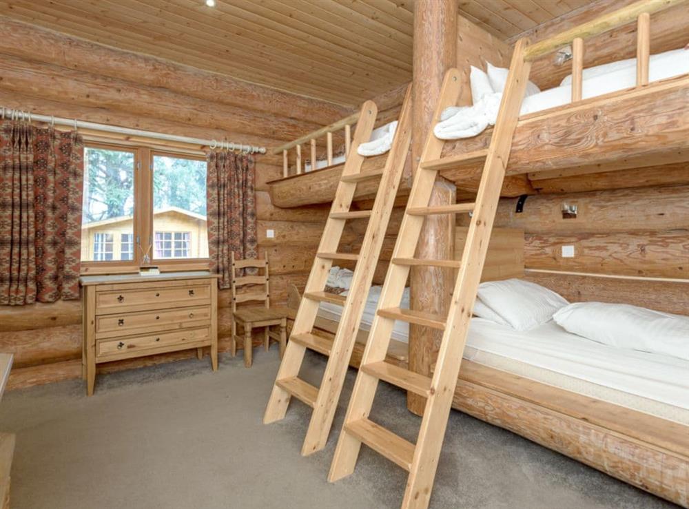 Double bunk bedroom at Mountain Bear Lodge in Nethy Bridge, near Aviemore, Highlands, Inverness-Shire