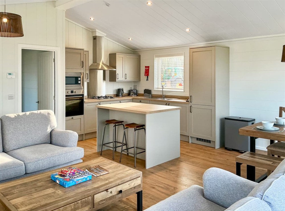 Open plan living space at Mountain Goat Lodge in Worcester, Worcestershire