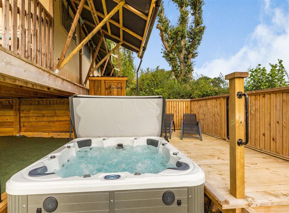 Hot tub at Mountain Lodge in Sweeney, near Oswestry, Shropshire