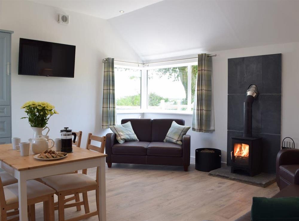 Open plan living space at Dairy Cottage, 
