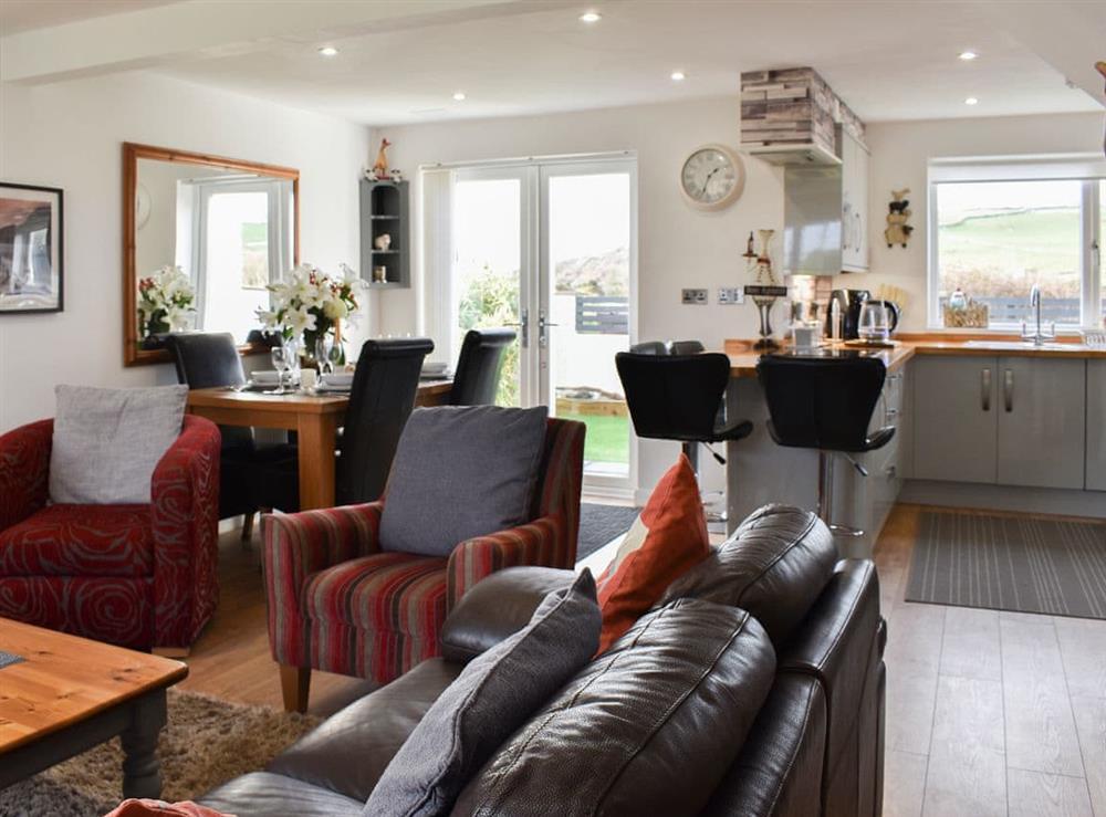 Open plan living space at Mountain View in Morfa Bychan, Gwynedd