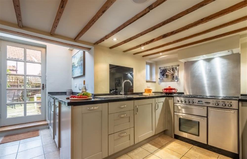 Bright modern kitchen at Mulberry Cottage, Holt