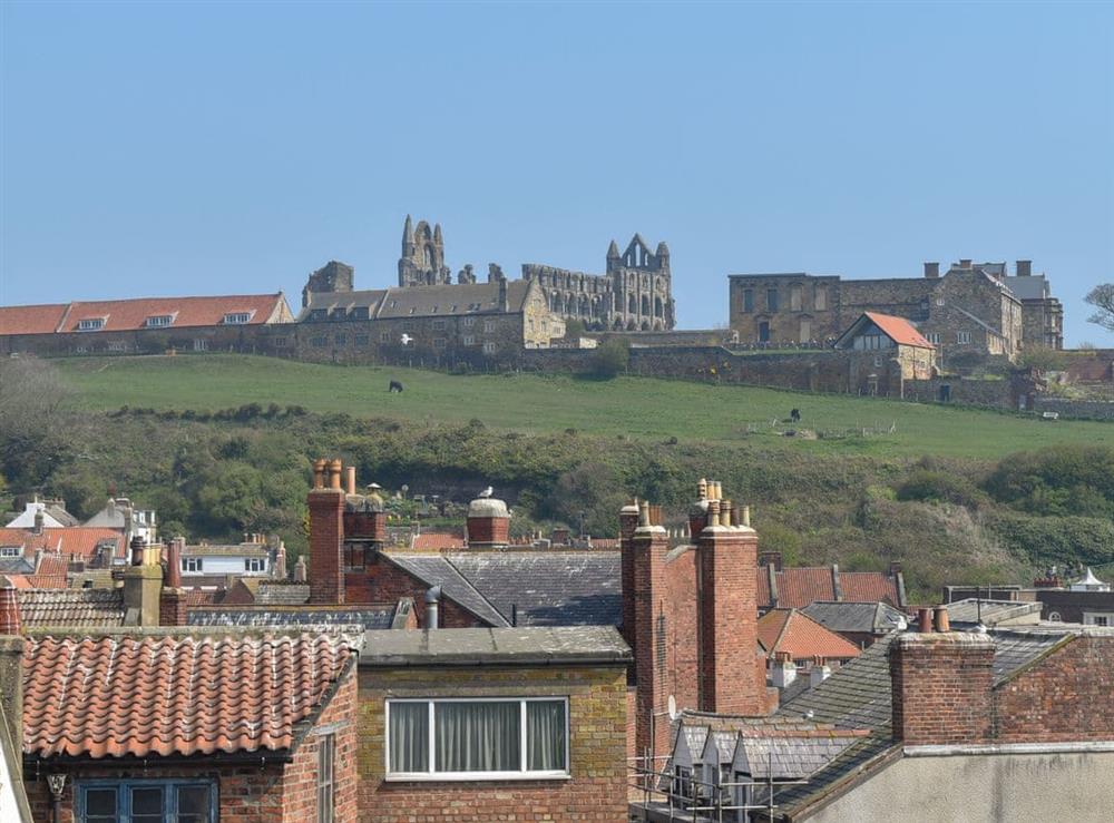 View out towards the Abbey at Murmuration Cottage in Whitby, North Yorkshire
