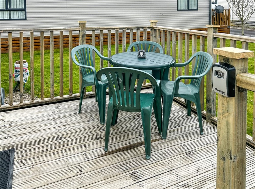 Sitting-out-area at Murphys in Brigham Holiday Park, Cumbria