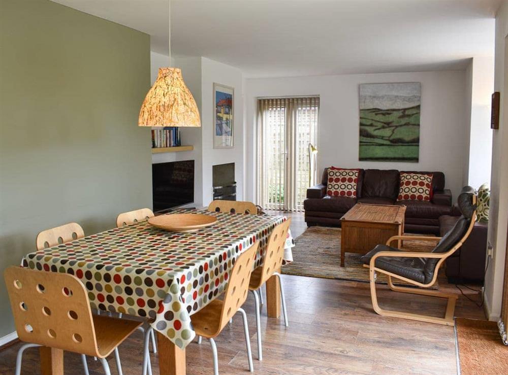 Open plan living space at Mussel Cottage in Elmer, West Sussex