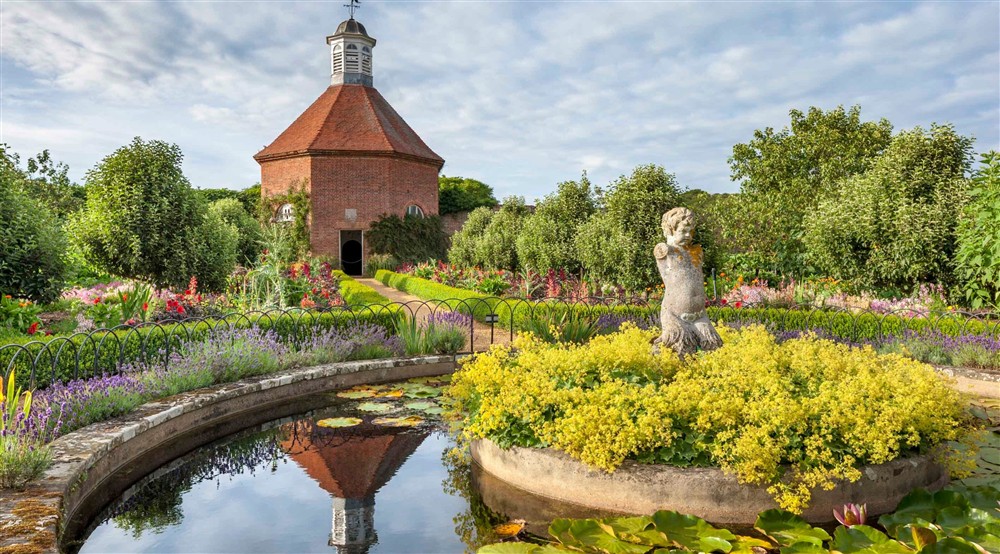 The dovecote in the walled garden at Mustard Pot Cottage in Norwich, Norfolk