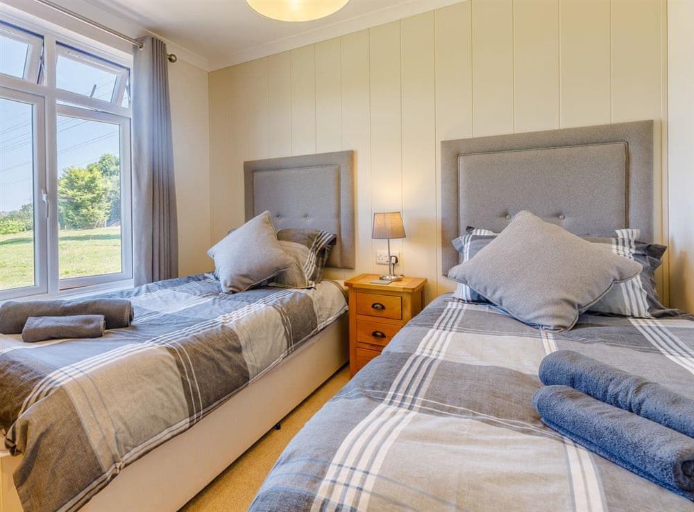 Twin bedroom at Nanny Goat Lodge in Chadwick, near Worcester, Worcestershire