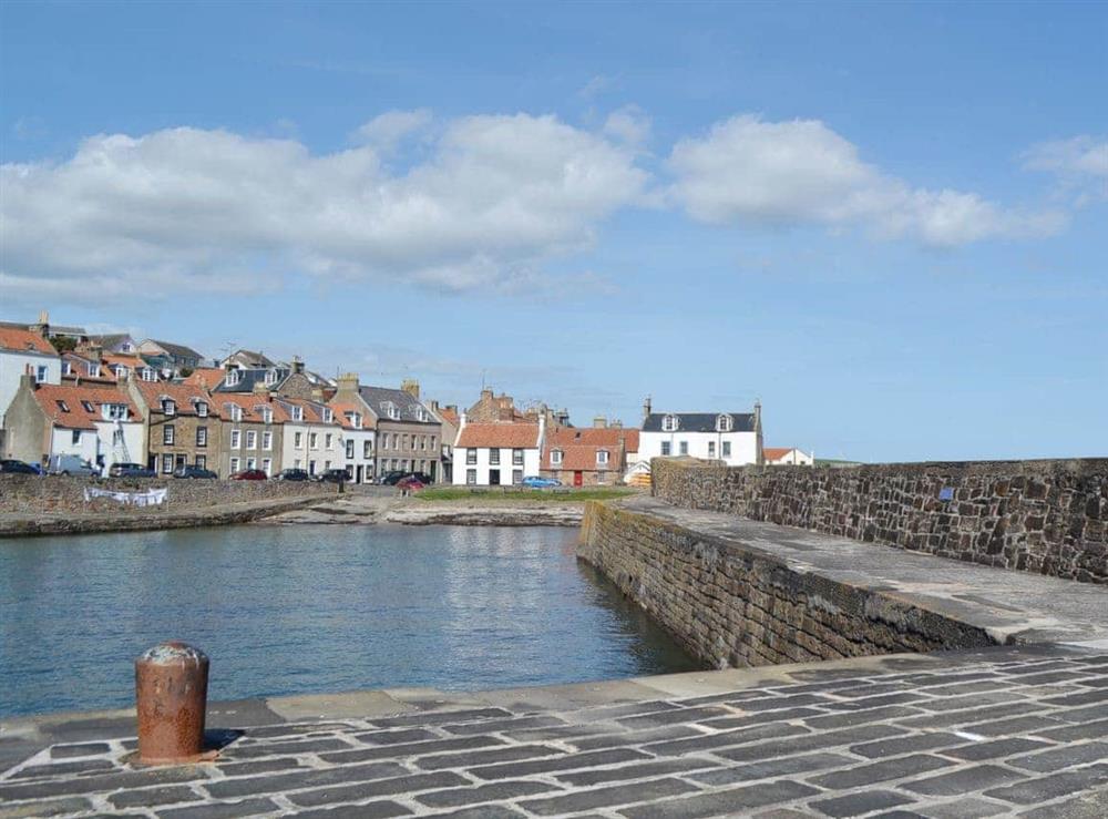 Traditional Scottish fishing harbour at Nautilus Cottage in Cellardyke, near Anstruther, Fife