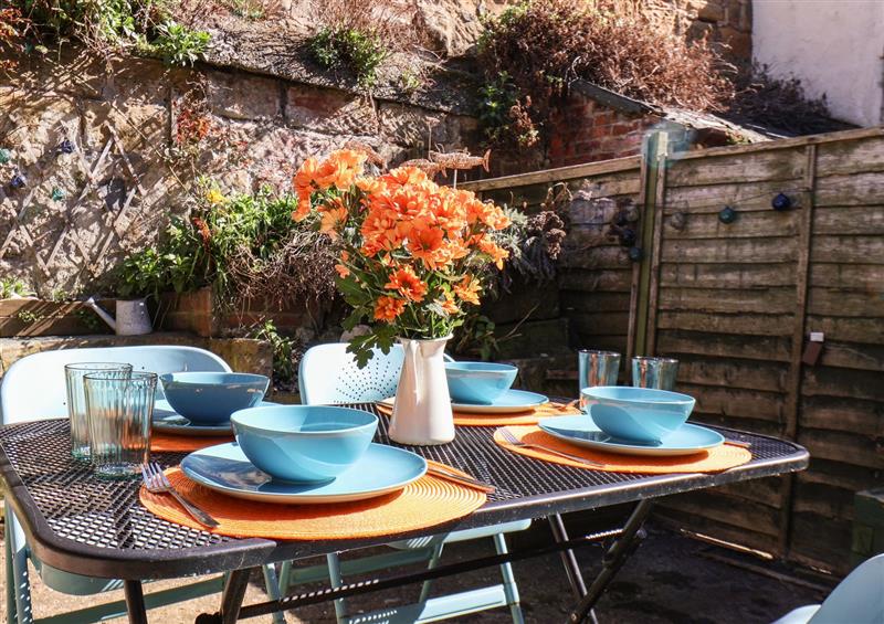 Enjoy a cup of tea on the patio at Navigators Rest, Whitby