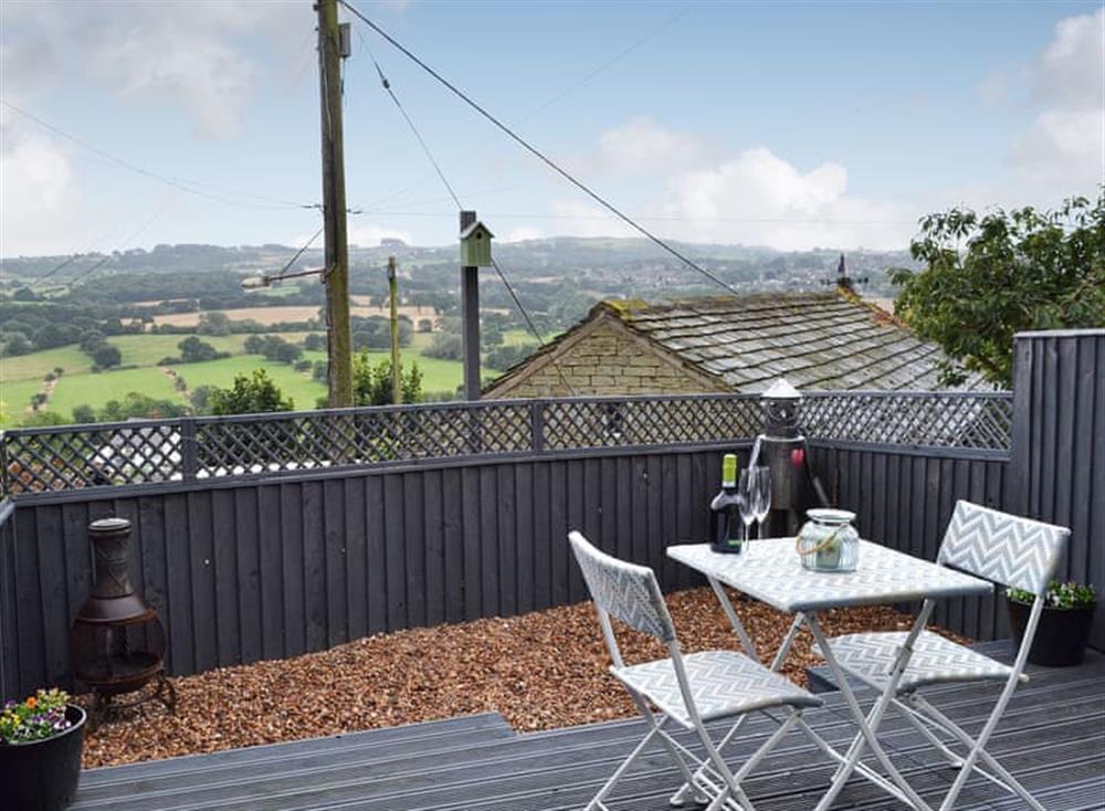 Sitting out area with great views at Near Bank View Cottage in Shelley, near Huddersfield, West Yorkshire
