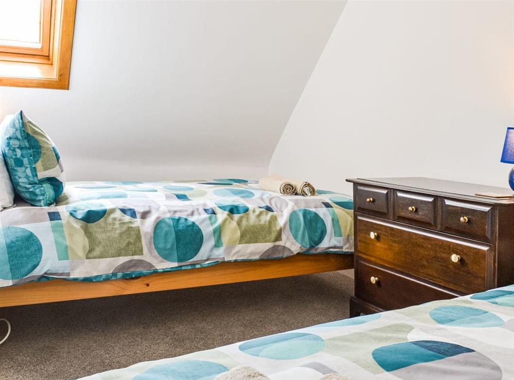 Twin bedroom at Needle Cottage in Cullen, Banffshire