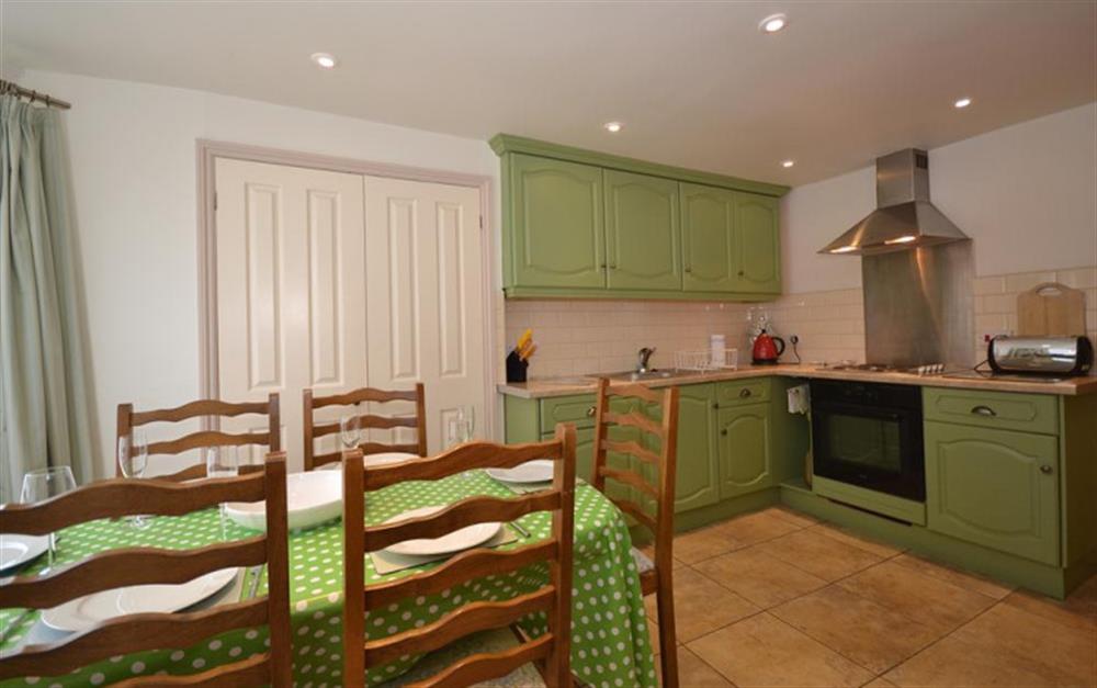 Another view of the kitchen and dining area at Nelsons Cottage in Looe