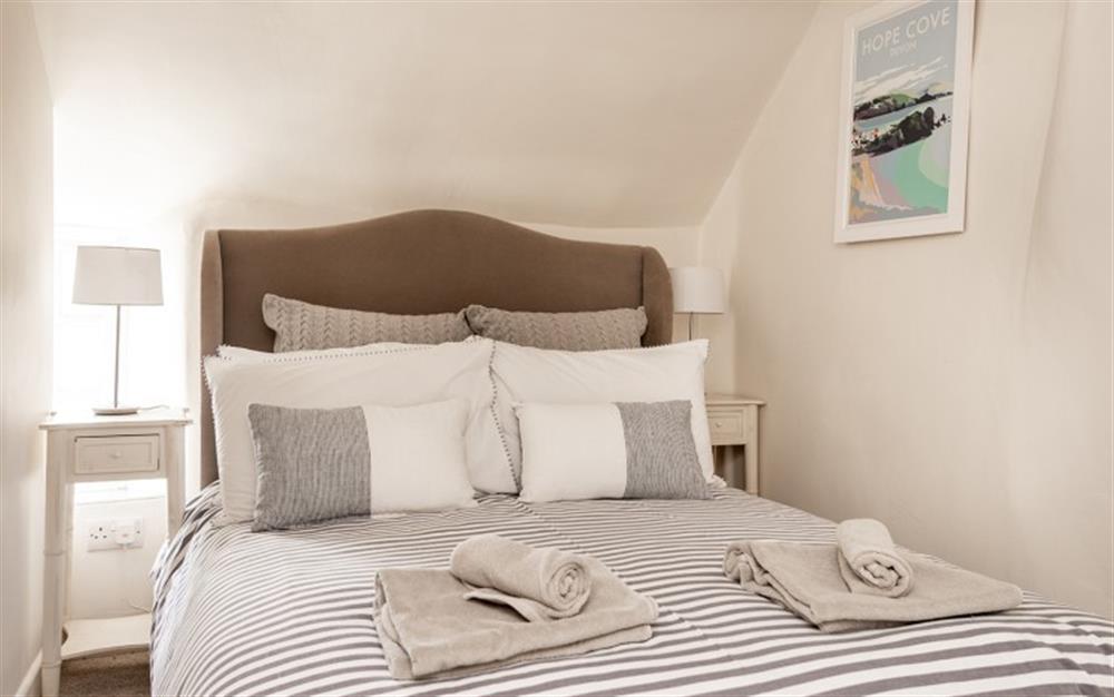 The double bedroom (please not the window does not open in this room) at Nelsons Watch in Hope Cove