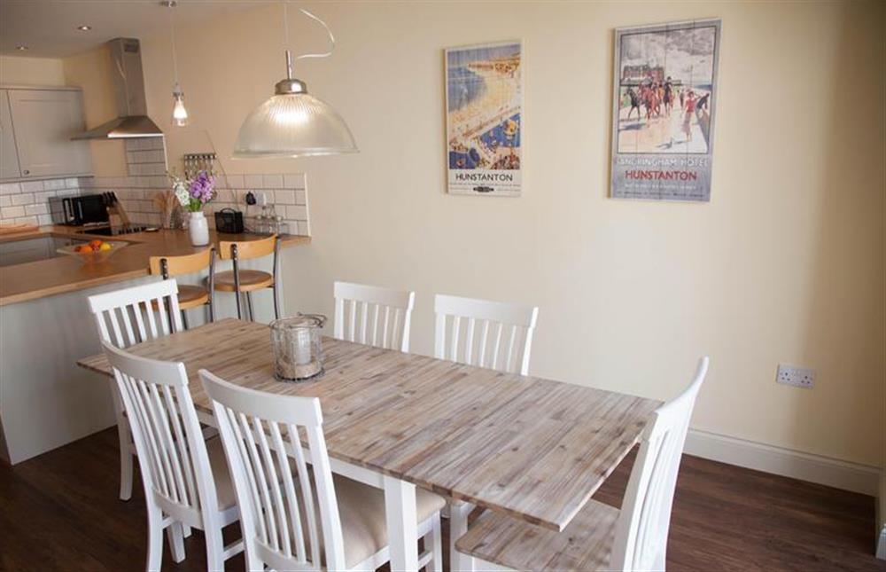 Ground floor: Dining area with seating for six at Neptune Cottage, Old Hunstanton