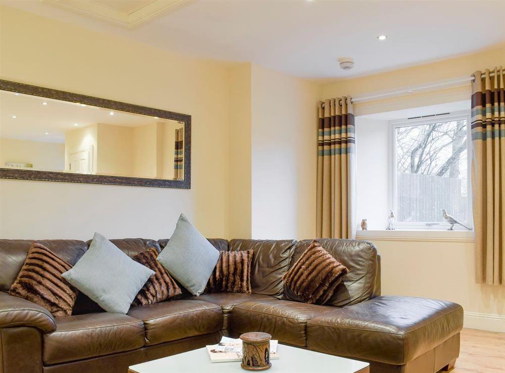 Comfy seating in living room at Kinneddar Cottage, 