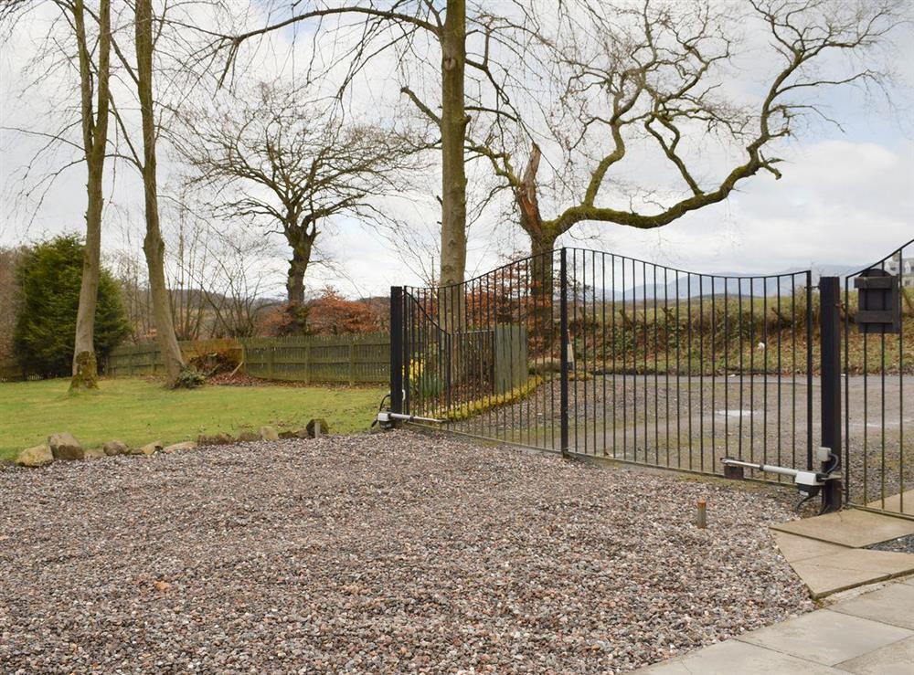 Entrance gates to the holiday property at Kinneddar Cottage, 