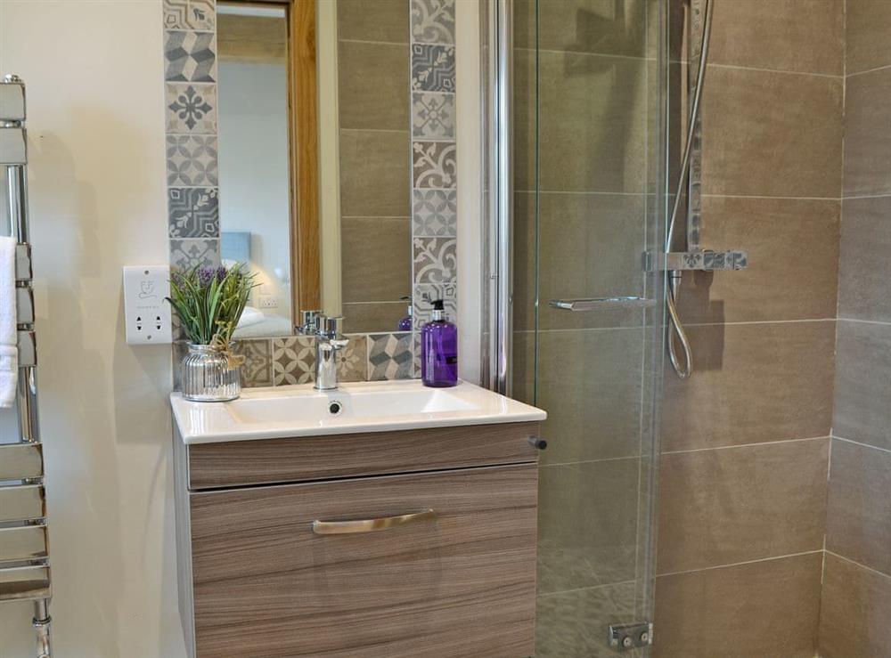 Modern en-suite with shower cubicle at Poachers View, 