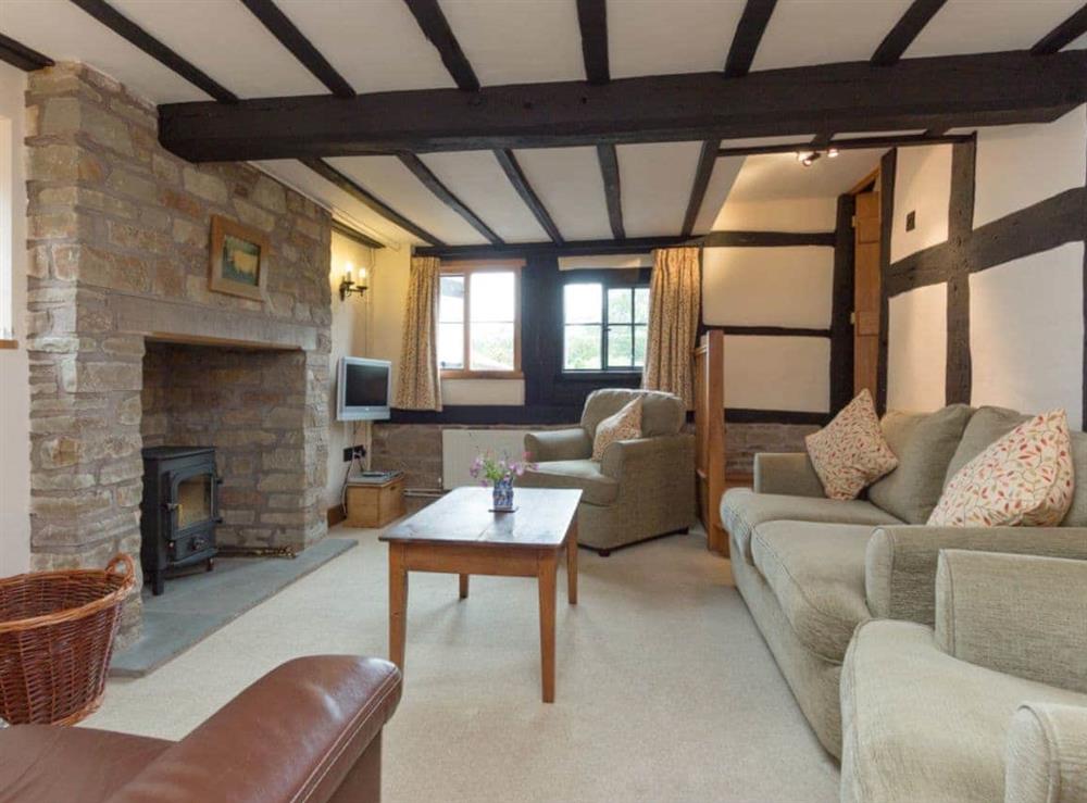 Impressive living room with exposed wooden beams at Parkers, 
