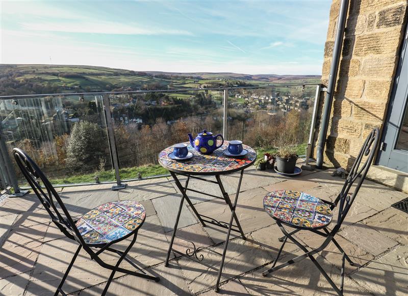 The patio at New Heights, Oxenhope