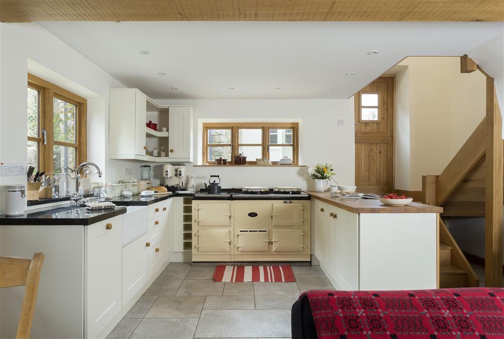 The fabulous open-plan kitchen with Aga at New Inn Cottage, Cardington