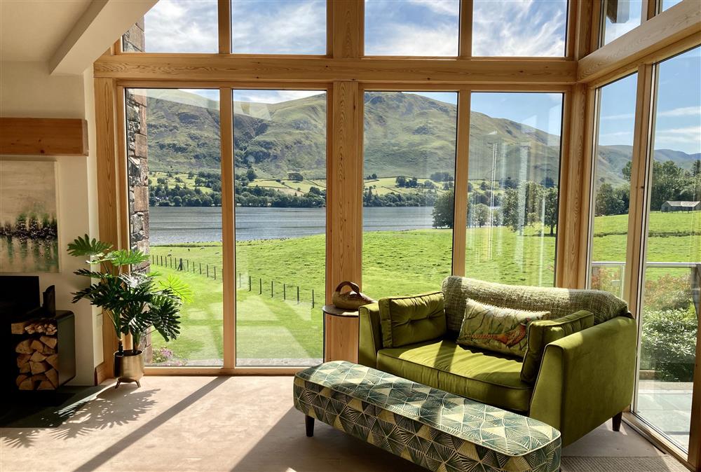 Sitting area with views towards the lake at New Lodge, Watermillock