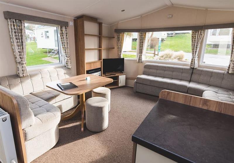 Living area in the Superior Caravan 3 at Newquay Bay Resort in Newquay, Cornwall