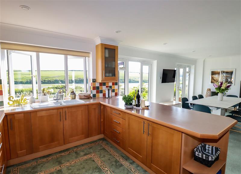 Kitchen at Newquay Tamarisk Lodge on the Gannel, Newquay