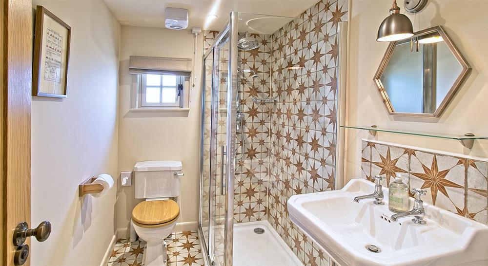 The shower room at Newtown Cabin in Newtown, Isle Of Wight