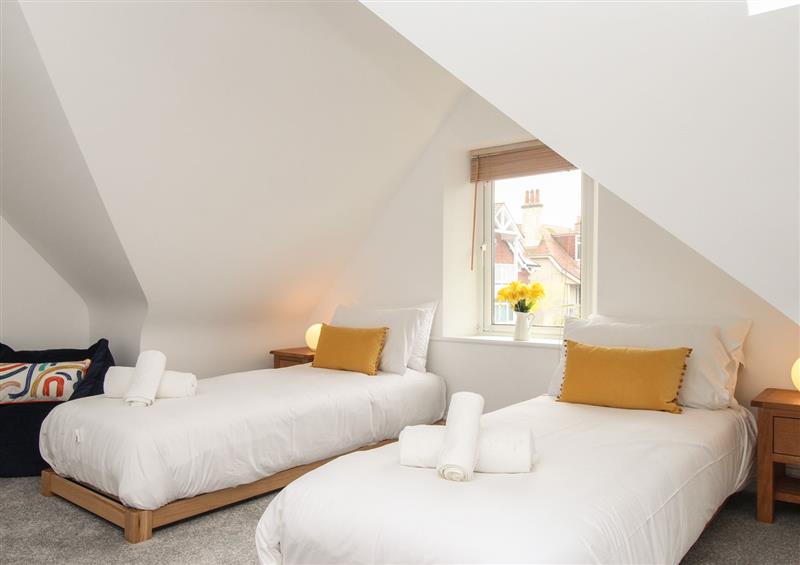 One of the bedrooms at Nine Barrow View, Swanage