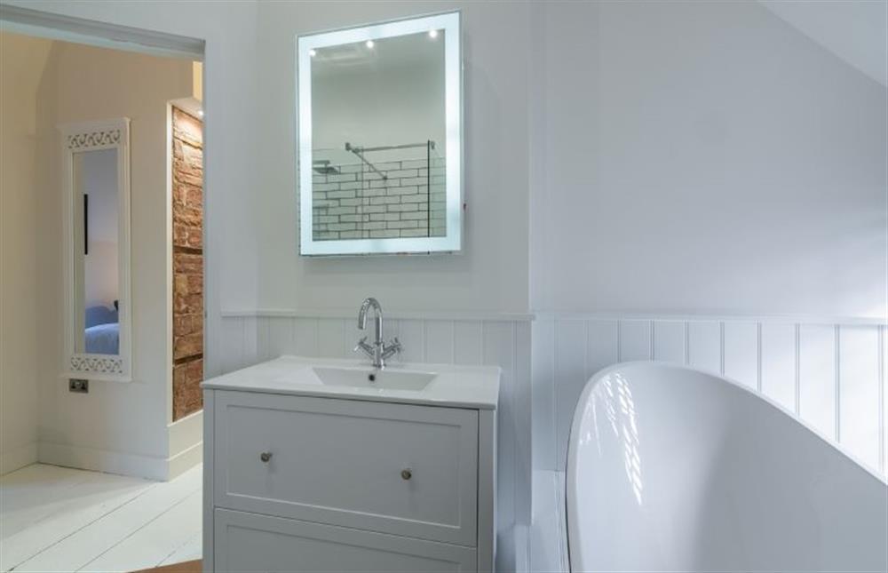 First floor: Bathroom has free-standing bath and separate shower (photo 2) at No. 33 Cottage 2, Thornham near Hunstanton