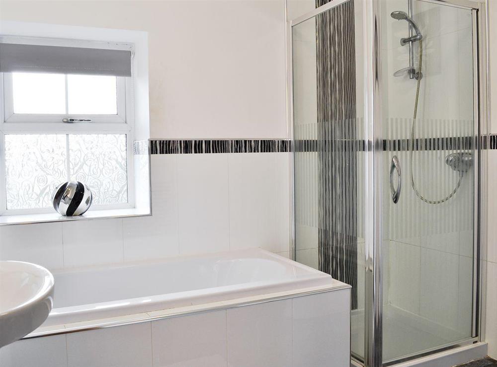 Bathroom with separate bath and shower cubicle at No 4 Pengraig Draw in Aberystwyth, Dyfed