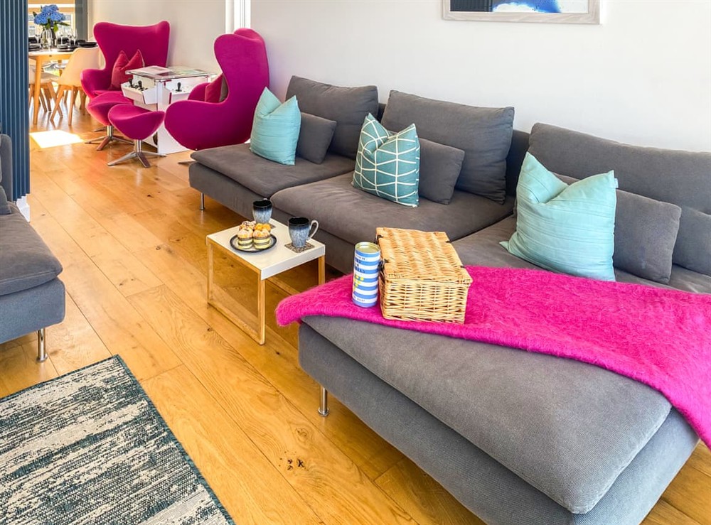 Open plan living space at No.1 Quay Court in Newquay, Cornwall