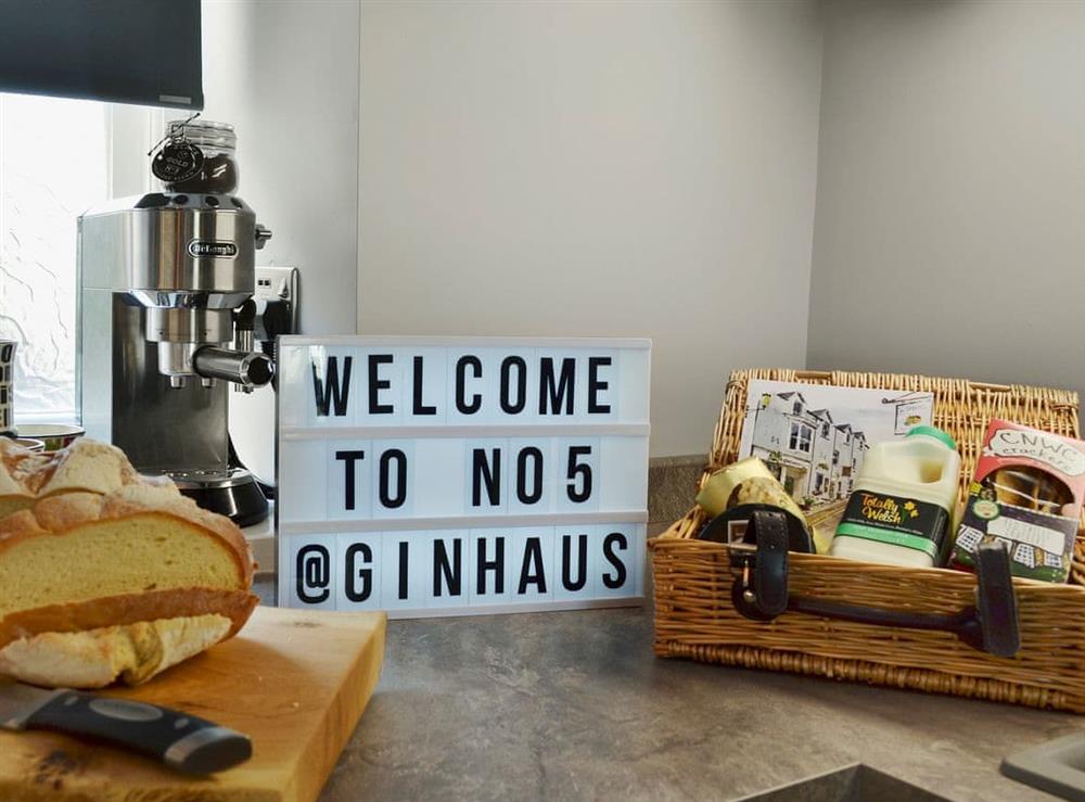 Inviting welcome pack at No.5 at Ginhaus in Llandeilo, Carmarthenshire, Dyfed