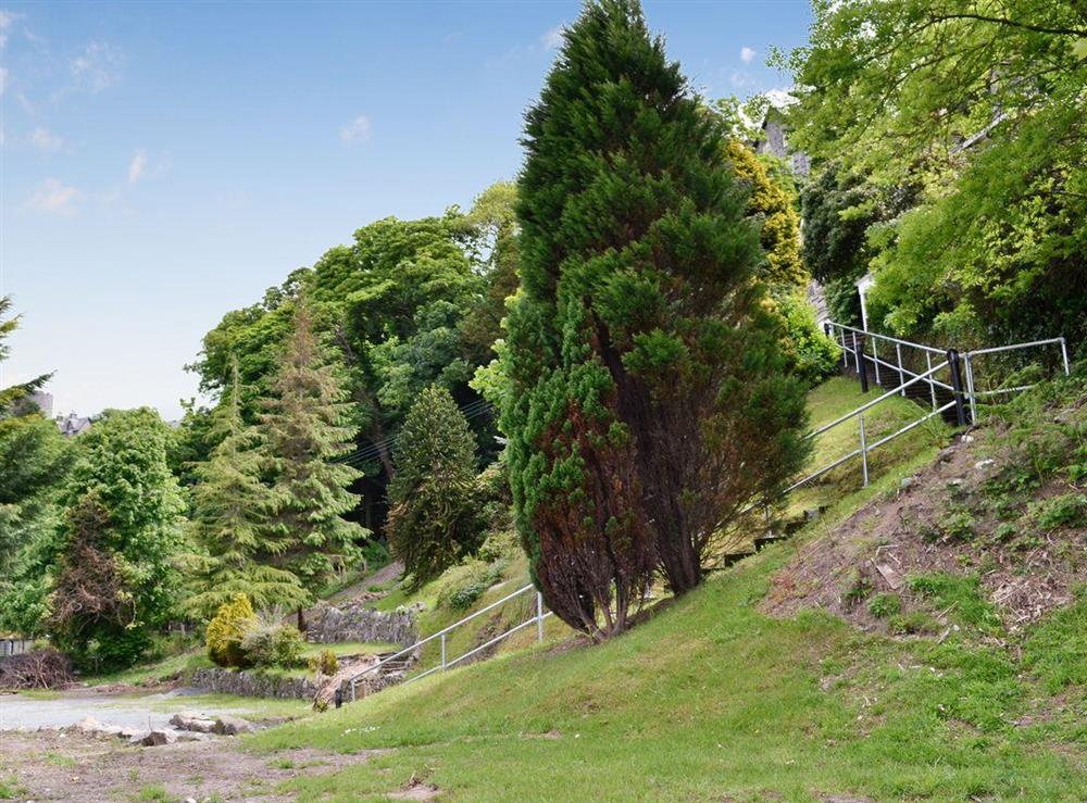 Steps from car park to property at Noddfa in Harlech, Gwynedd., Great Britain