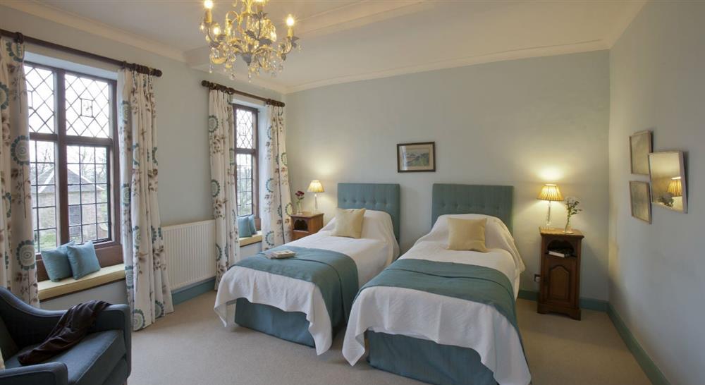 A twin bedroom at Norbury Manor in Ashbourne, Derbyshire
