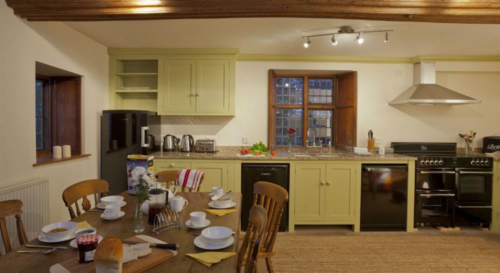 The kitchen and dining area at Norbury Manor in Ashbourne, Derbyshire