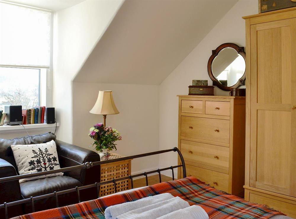 Double bedroom with lots of natural light at North Balloch Farmhouse in Barr, near Girvan, Ayrshire