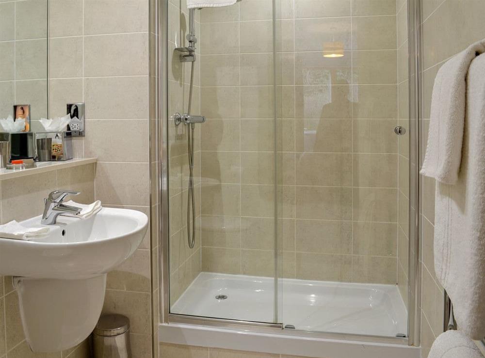 En-suite shower at North Bay Sands Apartment 2 in Scarborough, North Yorkshire