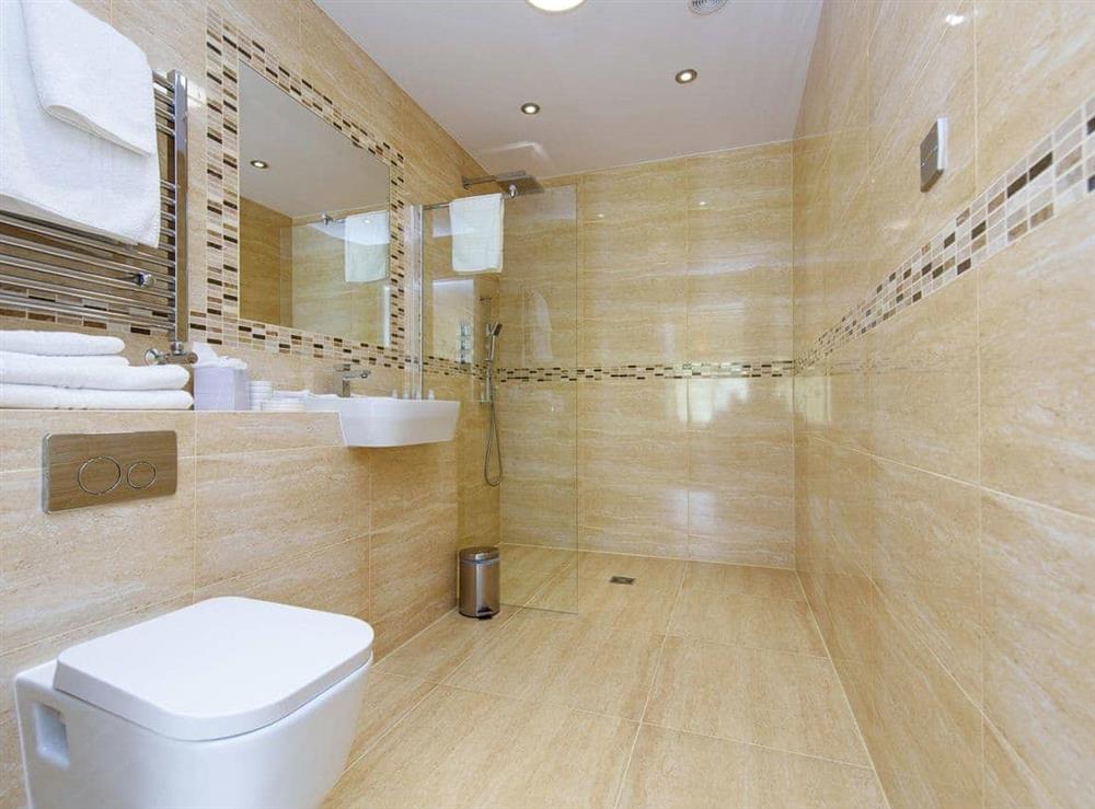 En-suite shower room at North Bay Sands Apartment 3 in Scarborough, North Yorkshire