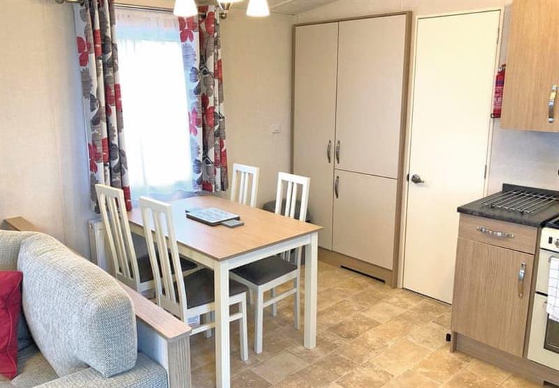 Dining area at Birch caravan at North Lakes Country Park in Silloth, Cumbria