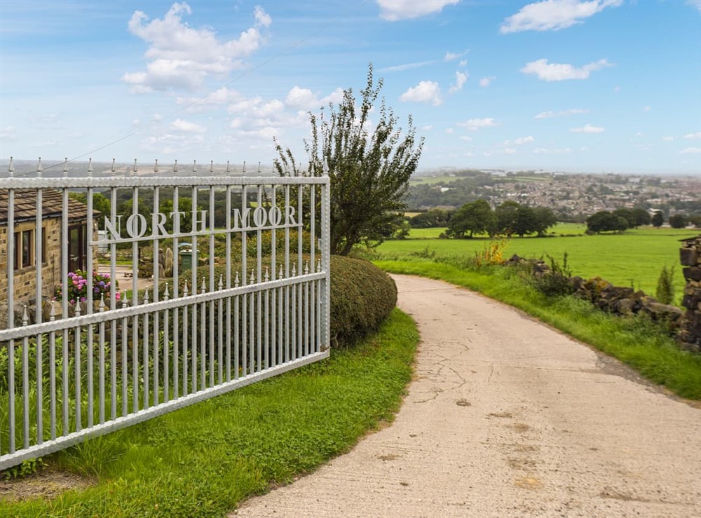 Entrance to the farm at North Moor Farm Shepherds Hut in Upper Heaton, Huddersfield, West Yorkshire