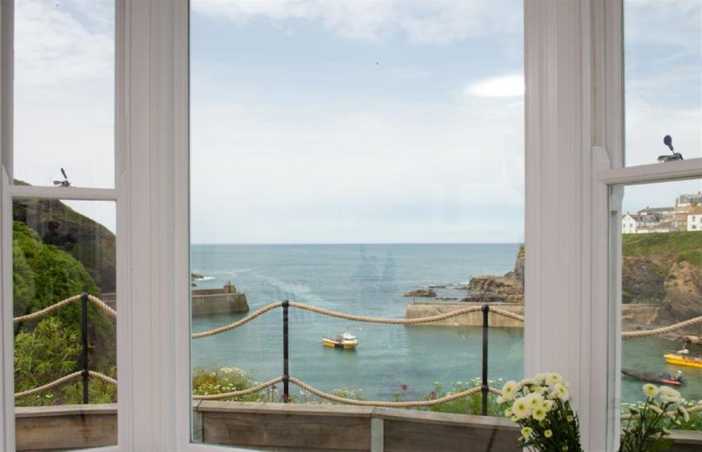A constantly changing view of Port Isaac harbour from the Garden Room at Northcliffe, Port Isaac