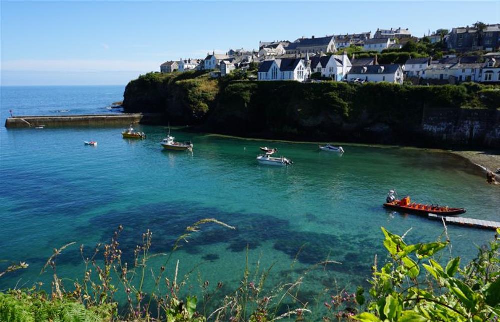 Stunning views from the terrace over the harbour and village at Northcliffe, Port Isaac