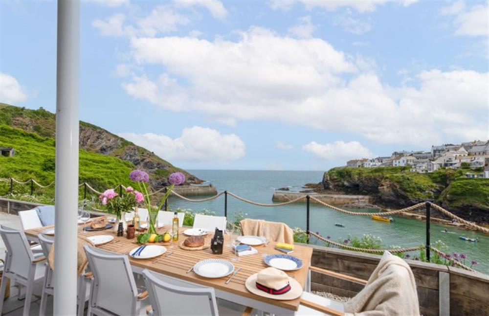 Views to the harbour and the sea beyond at Northcliffe, Port Isaac