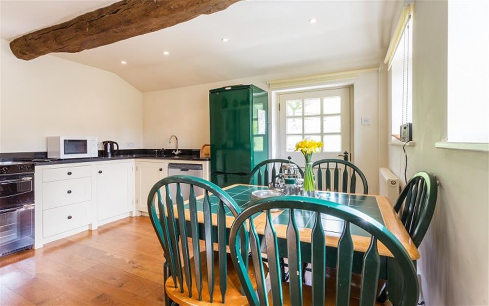 The dining and kitchen area at Nuckwell Cottage in Kingsbridge